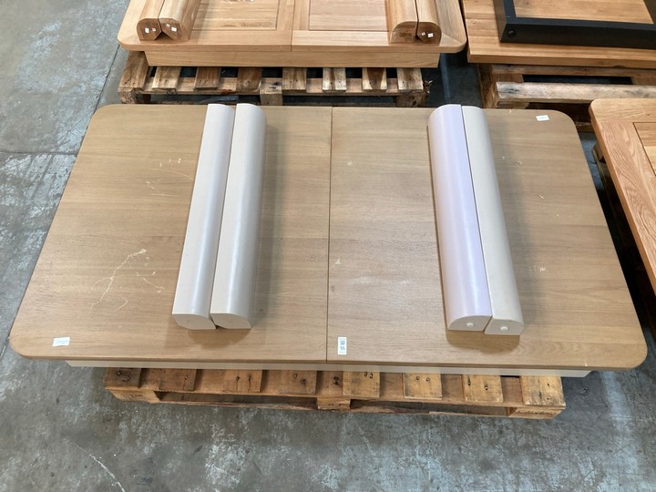 Lot 55  
            Marchington SR10 - Delivery or Collection 

                
OAK FURNITURELAND OTTO EXTENDING DINING TABLE IN SMOKED OAK AND PAINTED FINISH - ...