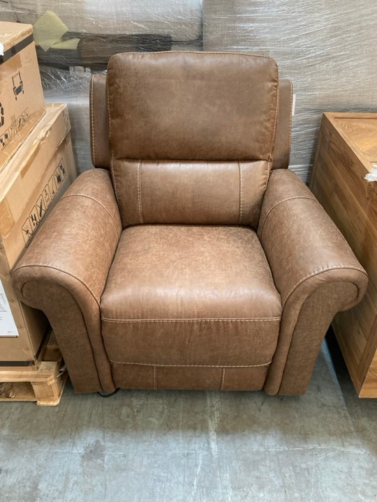 Lot 82  
            Marchington SR10 - Delivery or Collection 

                
OAK FURNITURELAND COLORADO ELECTRIC RECLINER ARMCHAIR IN RANCH BROWN FABRIC - ORI...