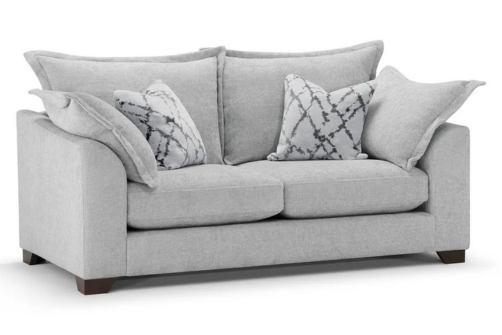 Lot 92  
            Marchington SR10 - Delivery or Collection 

                
OAK FURNITURELAND DEWSBURY 3 SEATER SOFA IN MILO SILVER FABRIC WITH SILVER SCATTE...