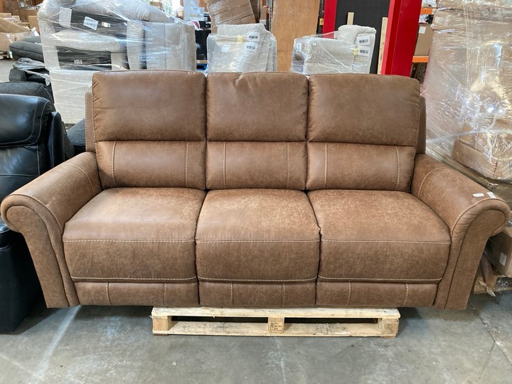 Lot 95  
            Marchington SR10 - Delivery or Collection 

                
OAK FURNITURELAND COLORADO 3 SEATER ELECTRIC RECLINER IN RANCH BROWN FABRIC - ORI...