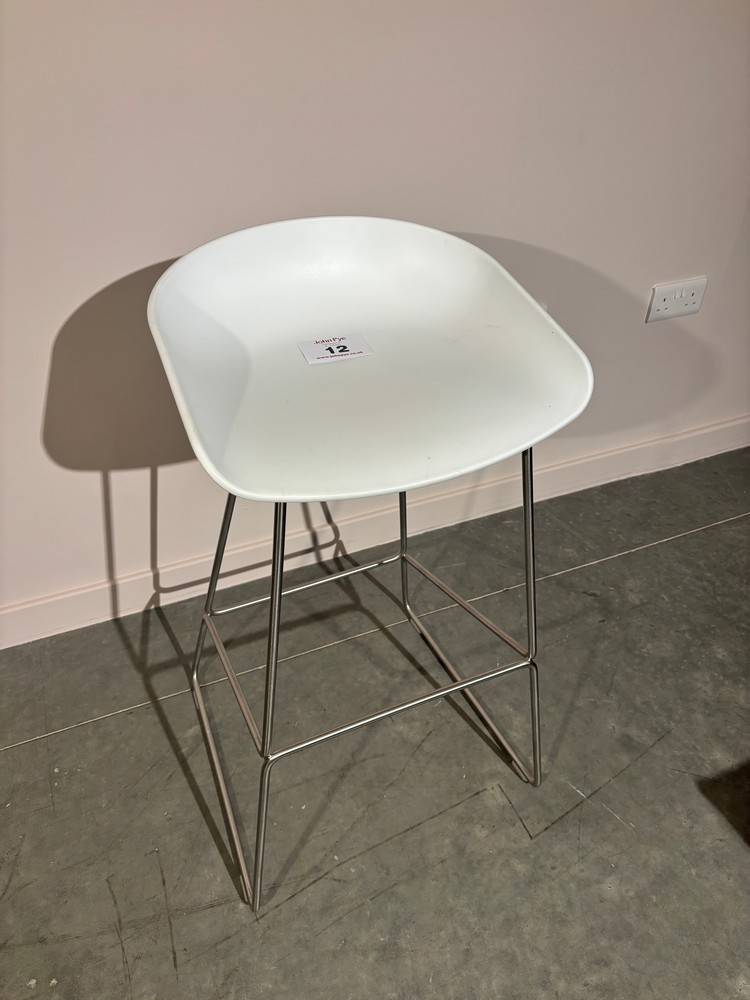 Lot 12  
            Offsite, Nottingham - Collection Only 

                
Hay About A Stool Bar Stool in White with Stainless Steel Sled Base Original RRP ...