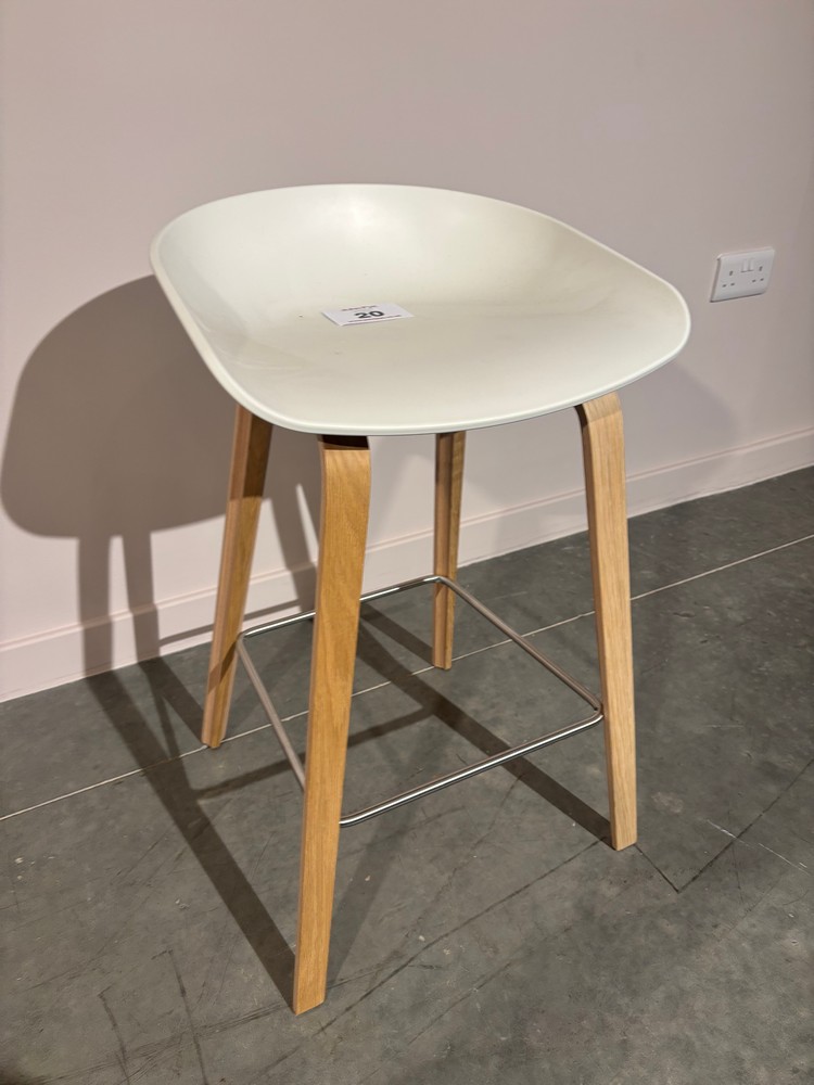 Lot 20  
            Offsite, Nottingham - Collection Only 

                
Hay About A Stool White Bar Stool with Lacquered Oak Legs