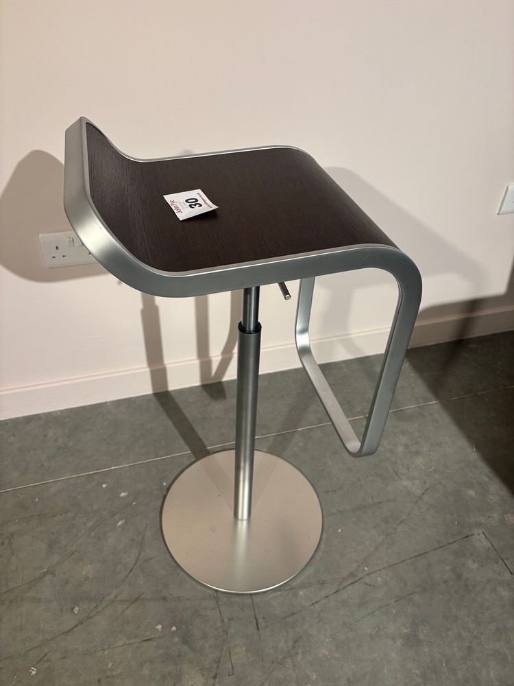 Lot 30  
            Offsite, Nottingham - Collection Only 

                
LA PALMA Lem Swivel Stool, Satin Alu with Wenge