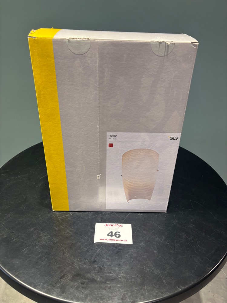 Lot 46  
            Offsite, Nottingham - Collection Only 

                
Purisa Glossy White/Milky Wall Light