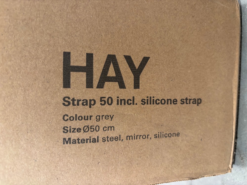 Lot 77  
            Offsite, Nottingham - Collection Only 

                
HAY Strap Hanging Mirror Grey 50 cm Diameter