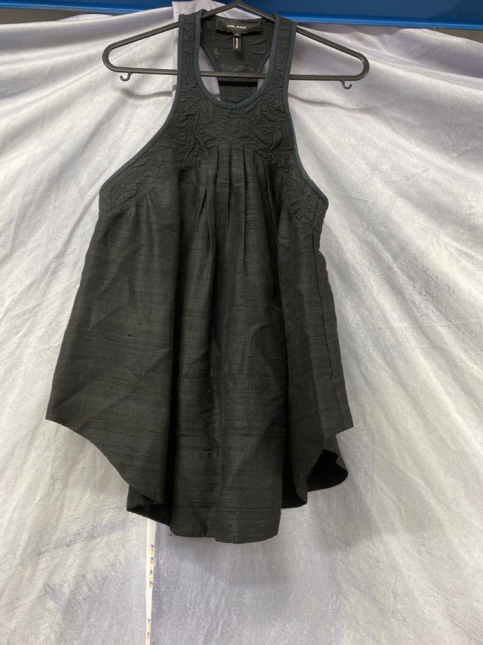 Lot 134  
            Edinburgh SR20 - Delivery Only 

                
ISABEL MARANT RACERBACK PLEATED BLOUSE IN BLACK SILK SIZE 36: LOCATION - RAIL 2