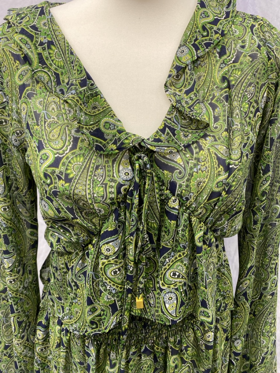 Lot 152  
            Edinburgh SR20 - Delivery Only 

                
MICHAEL MICHAEL KORS PAISLEY RUFFLED DRESS IN GREEN COTTON SIZE S: LOCATION - RAIL 2