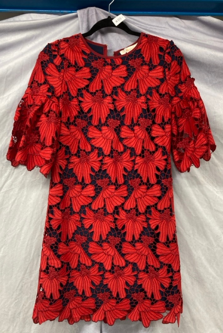 Lot 4  
            Edinburgh SR20 - Delivery Only 

                
TORY BURCH NICOLA LACE MINI DRESS IN RED POLYESTER SIZE 2: LOCATION - RAIL 3