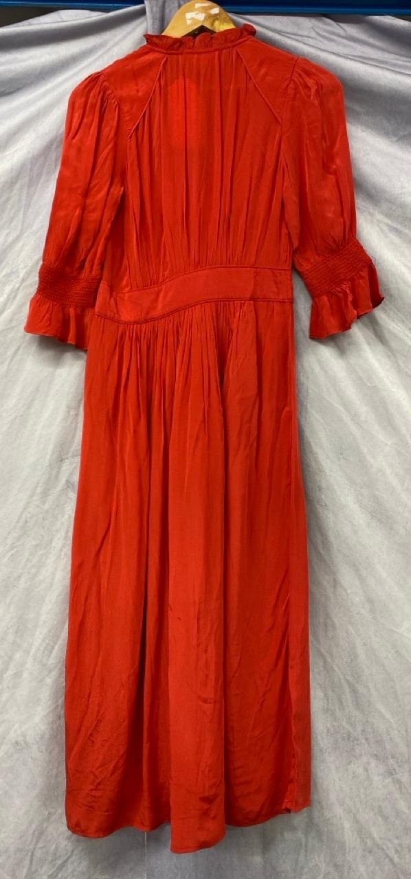 Lot 58  
            Edinburgh SR20 - Delivery Only 

                
BA&SH V-NECK MIDI DRESS IN RED VISCOSE SIZE 0: LOCATION - RAIL 3