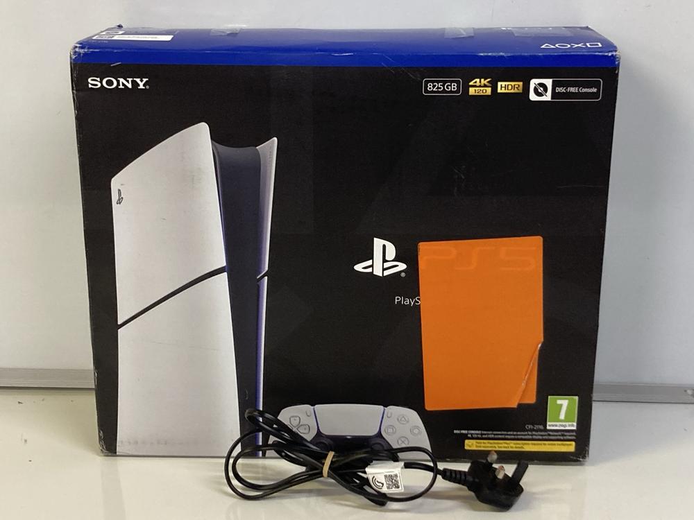 Lot 12  
            Birmingham Premium - Parcel Delivery Only 

                
SONY PLAYSTATION 5 - SLIM (DIGITAL EDITION) GAMES CONSOLE (ORIGINAL RRP - £430) I...