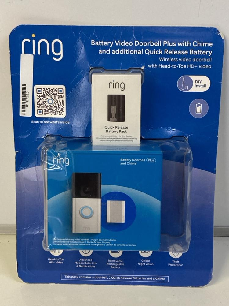 Lot 24  
            Birmingham Premium - Parcel Delivery Only 

                
RING BATTERY VIDEO DOORBELL WITH CHIME (ORIGINAL RRP - £180). [JPTB7933] - Image 2