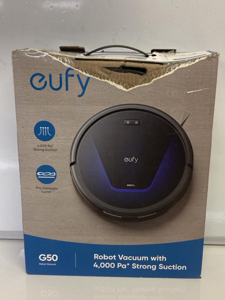 Lot 48  
            Birmingham Premium - Parcel Delivery Only 

                
EUFY G50 ROBOT VACUUM (ORIGINAL RRP - £169). (BOXED, CHARGING STATION) [JPTB7938]