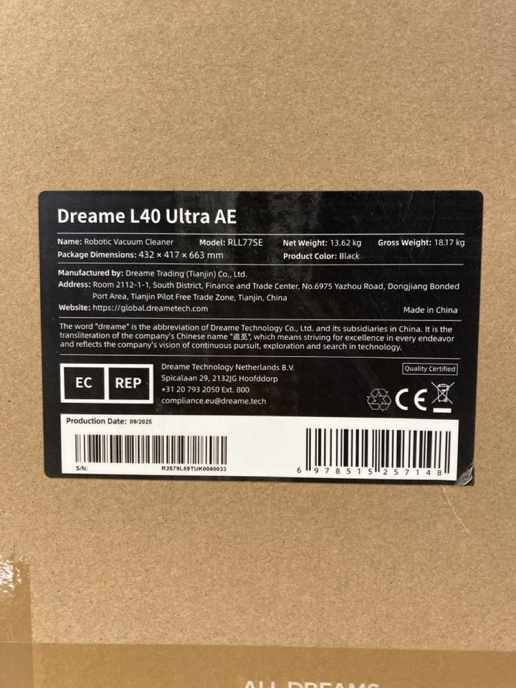Lot 58  
            Birmingham Premium - Parcel Delivery Only 

                
DREAME L40 ULTRA AE ROBOT VACUUM CLEANER (ORIGINAL RRP - £559) IN BLACK. [JPTB7935] - Image 4