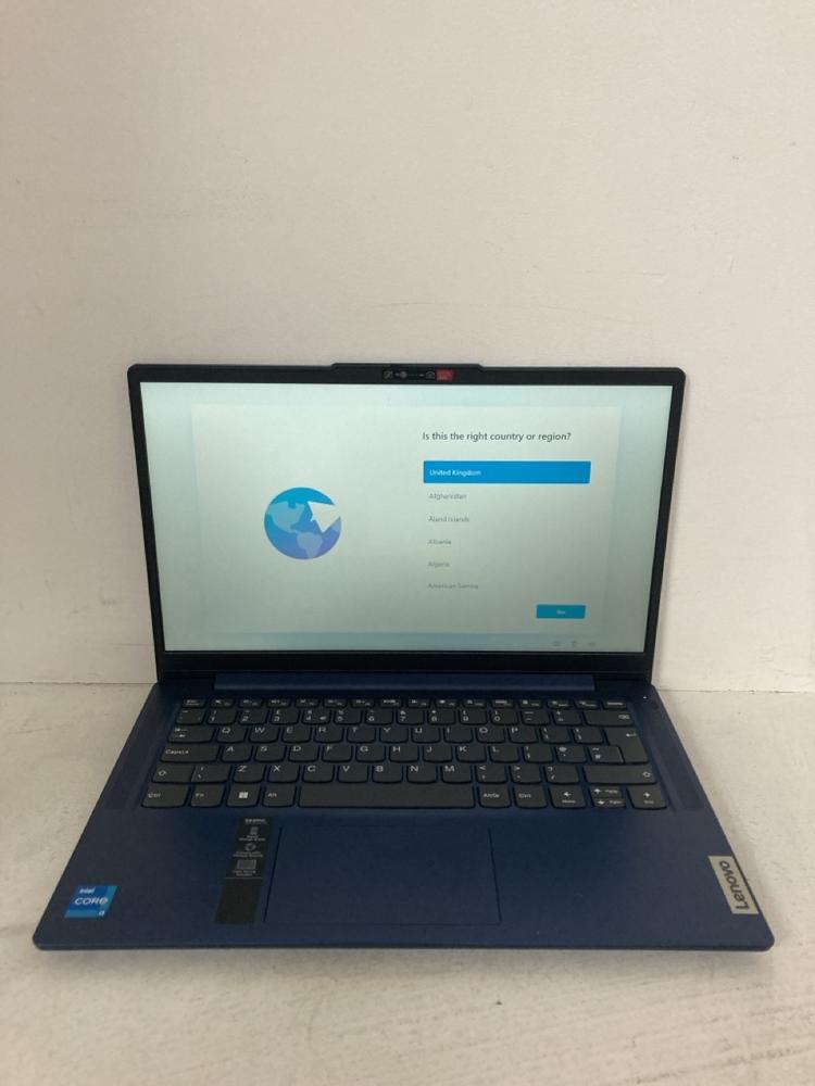 Lot 5  
            Birmingham Premium - Parcel Delivery Only 

                
LENOVO IDEAPAD SLIM 3 141AN8 512GB LAPTOP (ORIGINAL RRP - £279) IN ABYSS BLUE. (B...