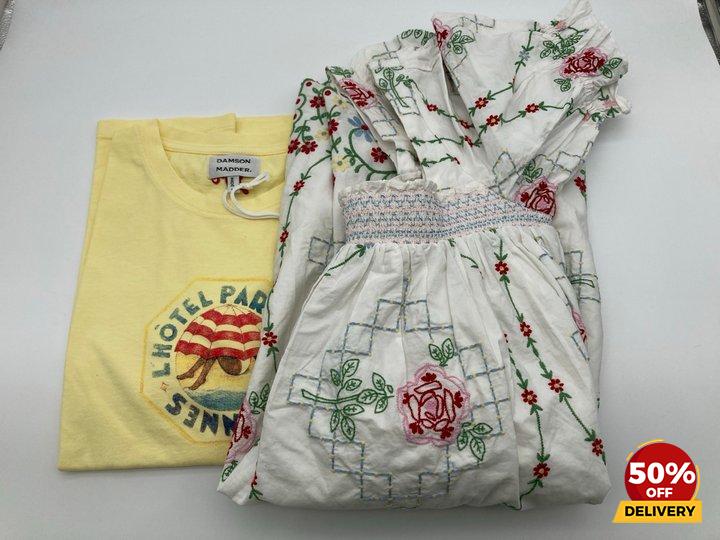 John Pye Auctions - 2 X DAMSON MADDER WOMEN'S CLOTHING ITEMS TO INCLUDE DAMSON  MADDER LULU MINI DRESS WITH ROSE EMBROIDERY - SIZE: 16: LOCATION - LUX